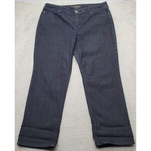 Chico's Platinum Jeans Womens 2 Blue Denim Relaxed Fit Dark Wash Straight Leg